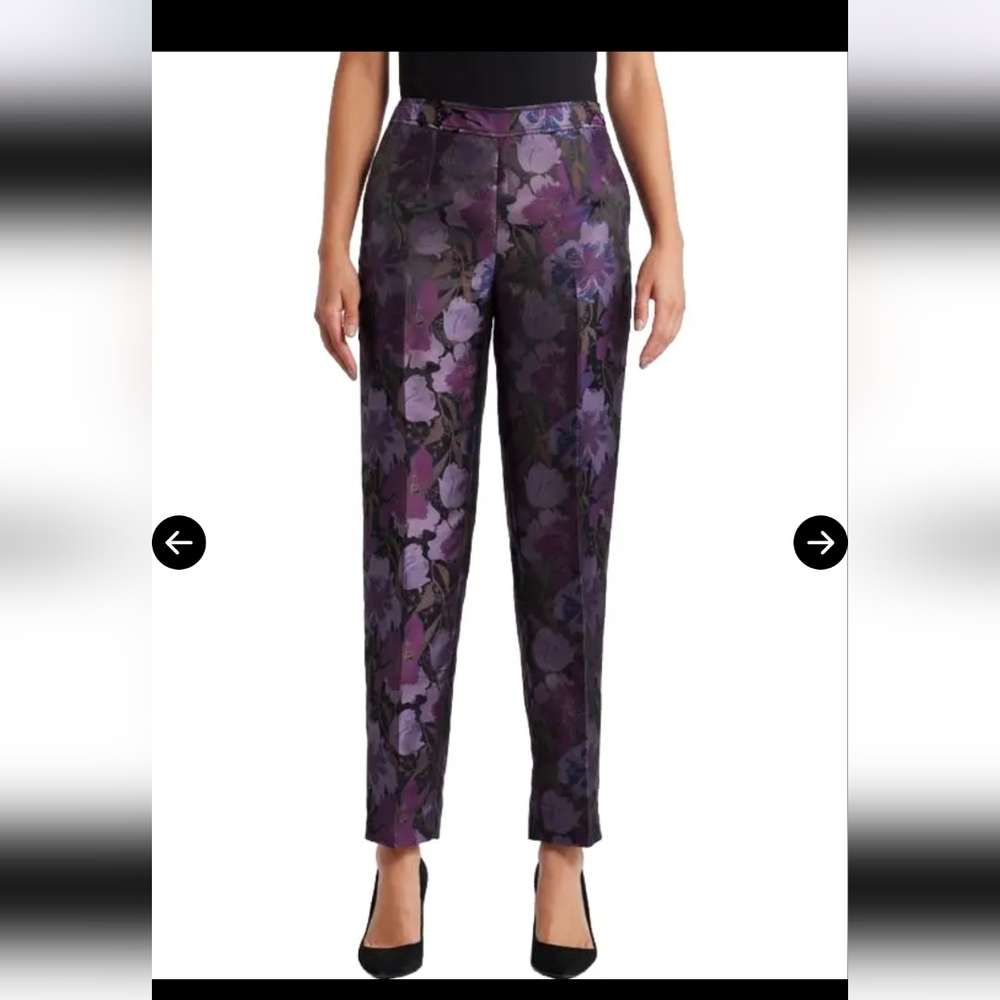 Anne Klein Purple Floral Women's Trousers